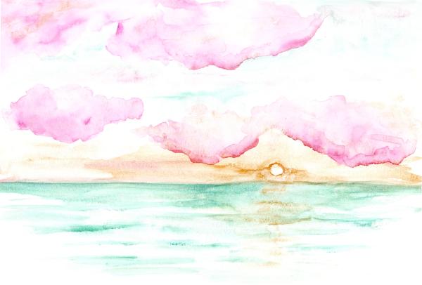 Metallic Sunset Beach Scape