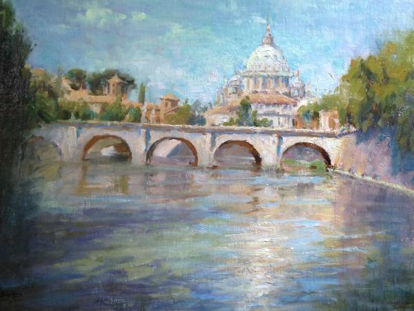 Morning on the Tiber, St. Peters Basilica, Rome picture