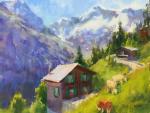 Swiss Cows and Chalets, Murren Switzerland