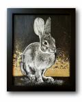 'Golden Cottontail' Ink Drawing + Gold-Leaf