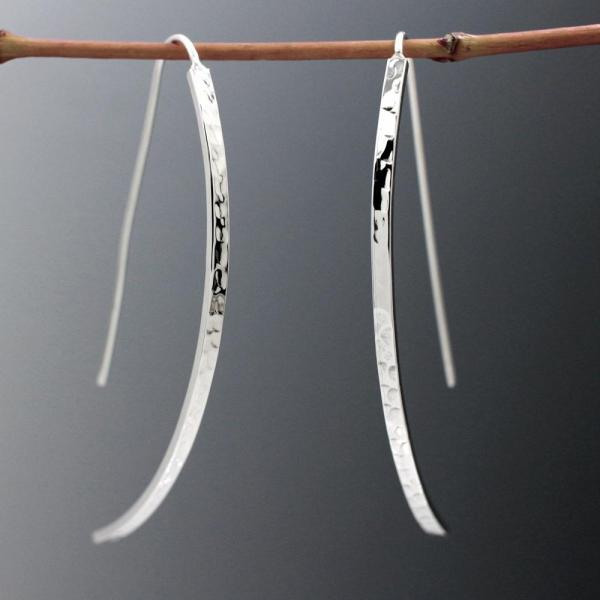 WaterFall Sterling Silver Earrings With Hammered Silver Finish | French Wire Silver Earrings picture