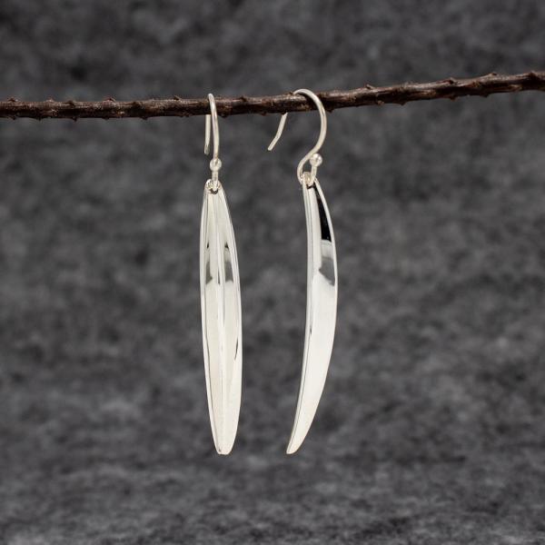 Pod Sterling Silver Earrings With High Polished Silver Finish | French Wire Silver Earrings picture