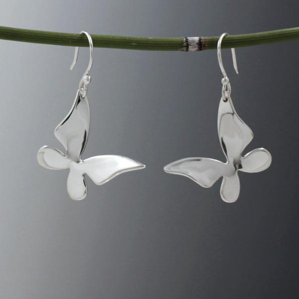 Queen Butterfly Sterling Silver Earrings With High Polished Silver Finish | French Wire Silver Earrings picture