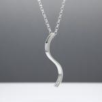Small Three-Dimensional S Bar Sterling Silver Pendant With High Polished Silver Finish | Adjustable Silver Chain