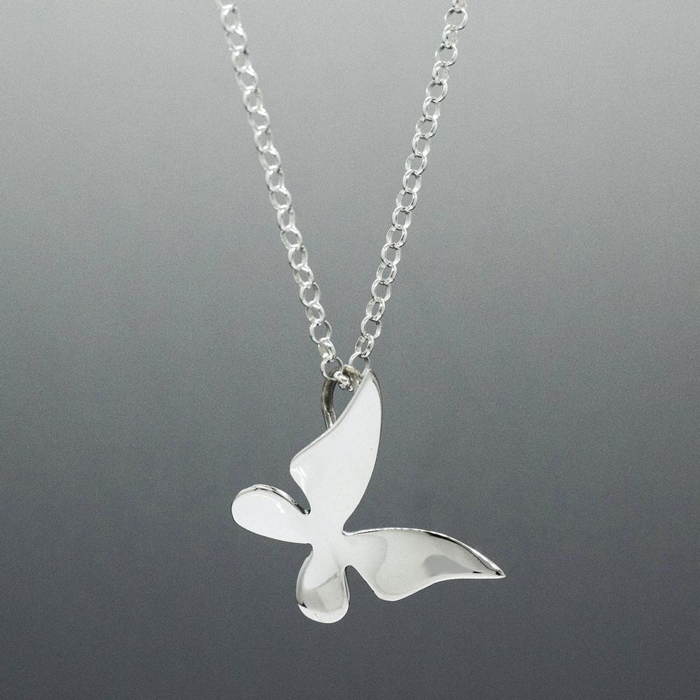 Baby Queen Butterfly Sterling Silver Pendant With High Polished Silver Finish | Adjustable Silver Chain picture