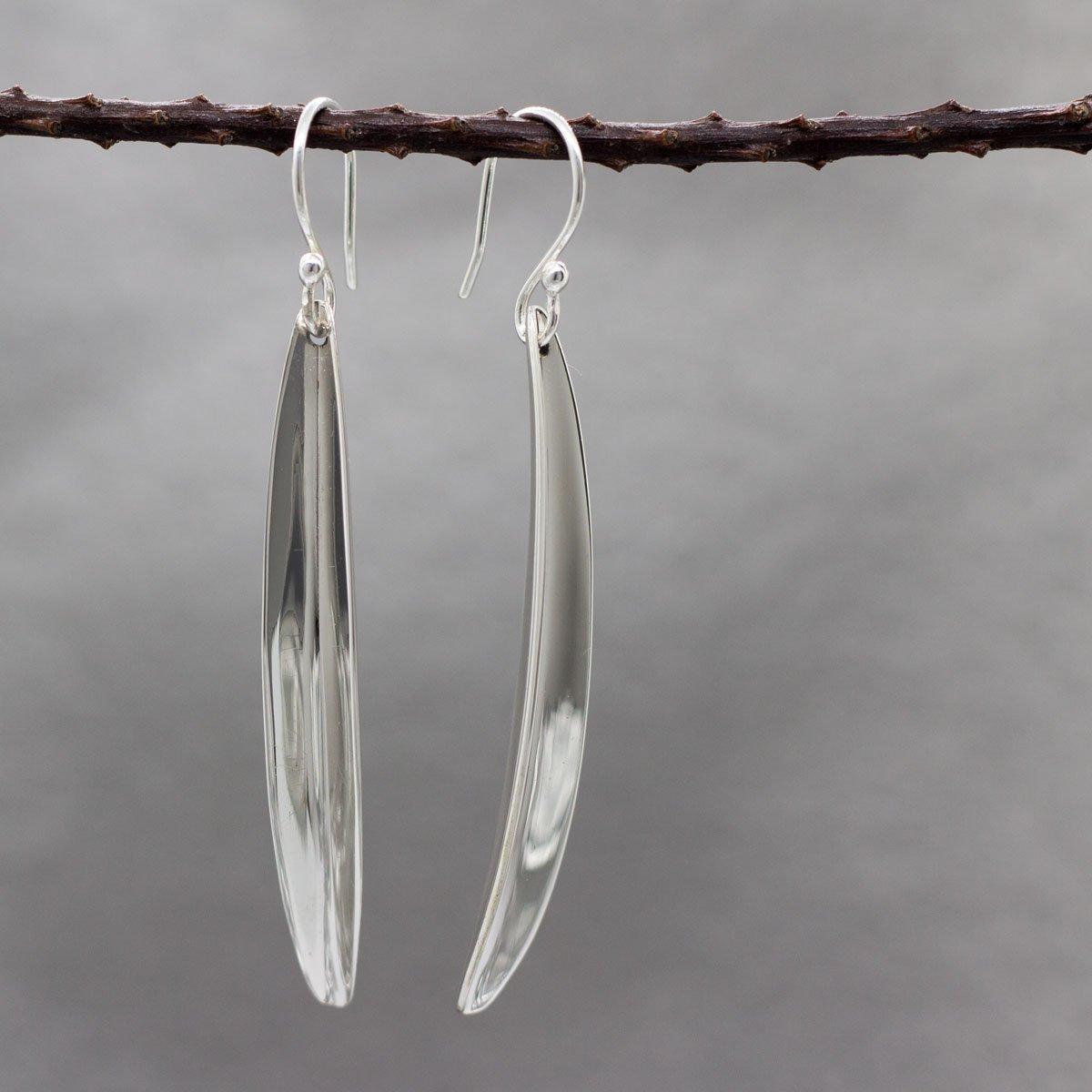 Pod Sterling Silver Earrings With High Polished Silver Finish | French Wire Silver Earrings picture