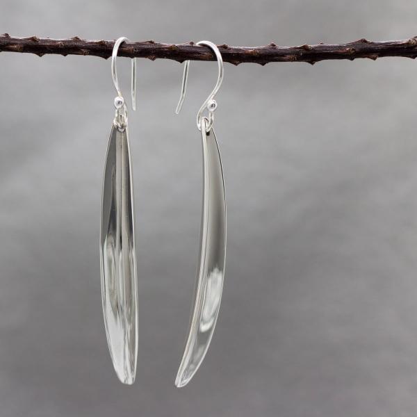 Pod Sterling Silver Earrings With High Polished Silver Finish | French Wire Silver Earrings picture