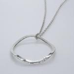 Rippled Outer Hoop Sterling Silver Pendant With High Polished Silver Finish | Adjustable Silver Chain