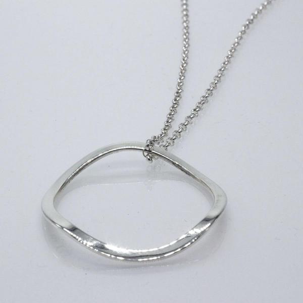 Rippled Outer Hoop Sterling Silver Pendant With High Polished Silver Finish | Adjustable Silver Chain