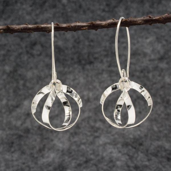 Dew Drops Sterling Silver Earrings With High Polished Silver Finish | Silver Marquise Ear Wire picture