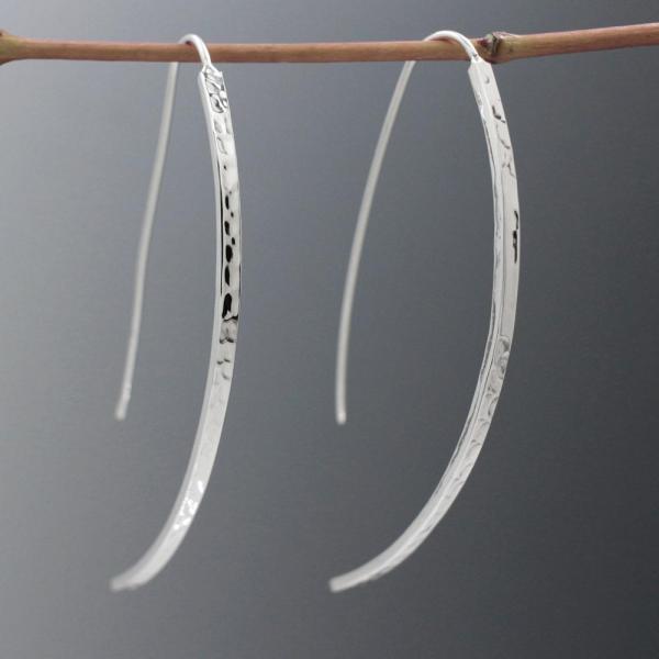 WaterFall Sterling Silver Earrings With Hammered Silver Finish | French Wire Silver Earrings