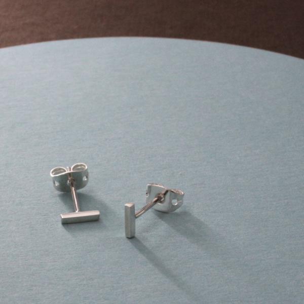 Tiny T Sterling Silver Earrings With High Polished Silver Finish | Silver Post Earrings picture