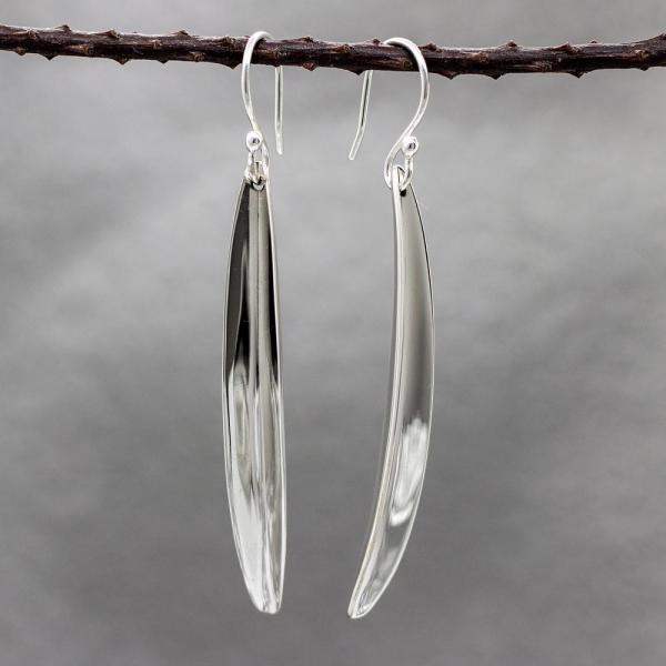 Pod Sterling Silver Earrings With High Polished Silver Finish | French Wire Silver Earrings picture