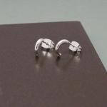Tiny C Sterling Silver Earrings With High Polished Silver Finish | Silver Post Earrings