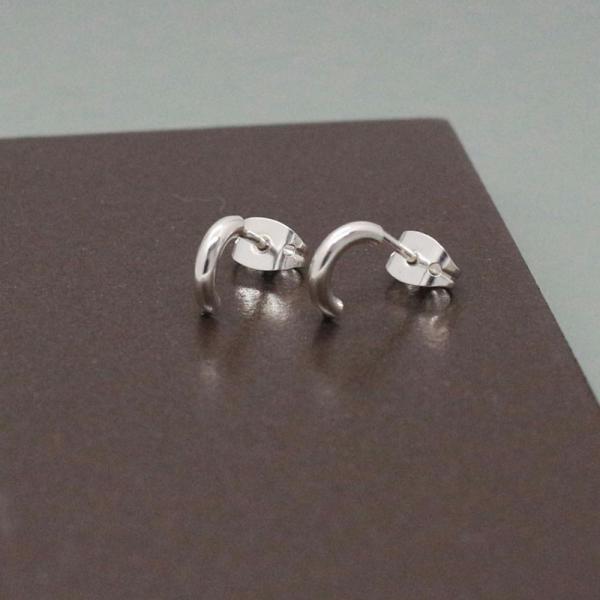 Tiny C Sterling Silver Earrings With High Polished Silver Finish | Silver Post Earrings picture