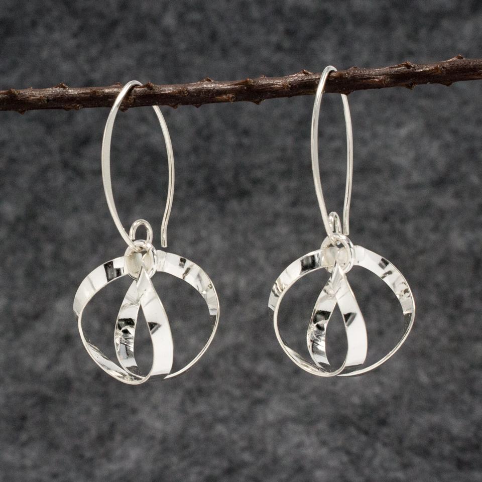 Dew Drops Sterling Silver Earrings With High Polished Silver Finish | Silver Marquise Ear Wire picture