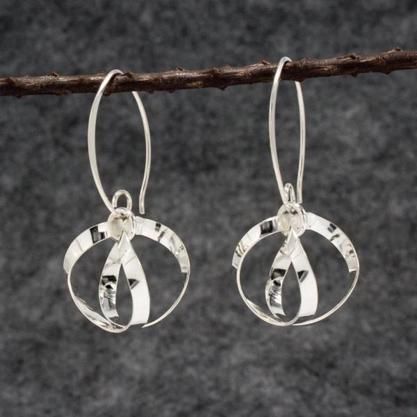 Dew Drops Sterling Silver Earrings With High Polished Silver Finish | Silver Marquise Ear Wire picture