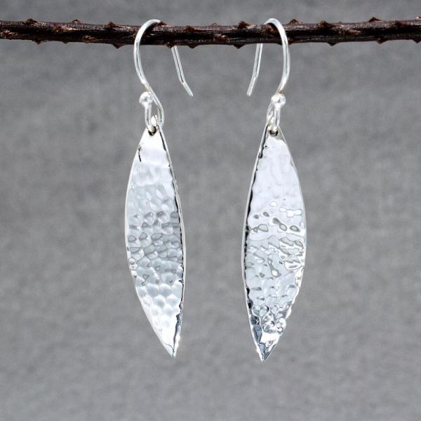 Margarita Petal Sterling Silver Earrings With Hammered Silver Finish | French Wire Silver Earrings picture