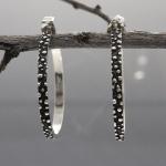 Simple Silver Hoop Earrings With Oxidized Silver Finish | Silver Post Earrings