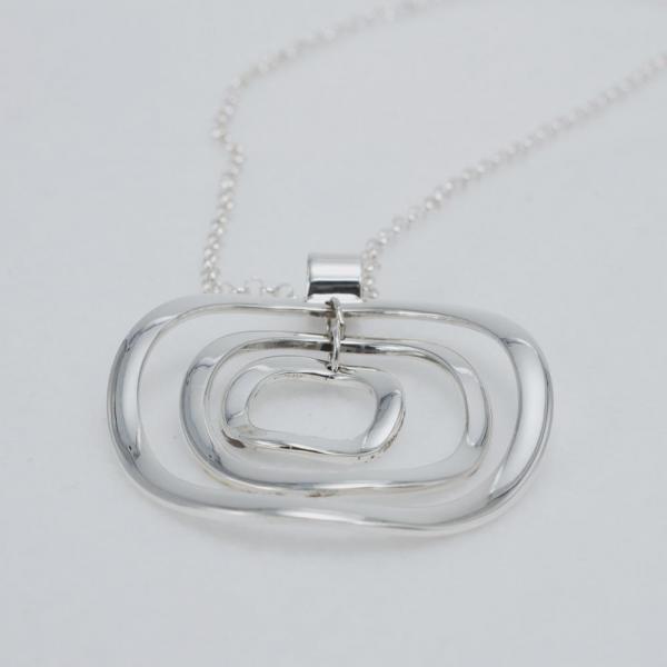 Rippled Multi Hoop Sterling Silver Pendant With High Polished Silver Finish | Adjustable Silver Chain picture