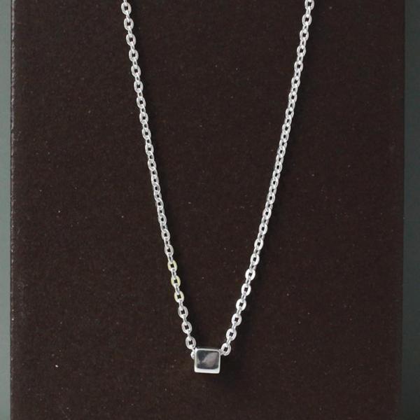 Tiny Cube Sterling Silver Pendant With High Polished Silver Finish | Adjustable Cable Silver Chain picture