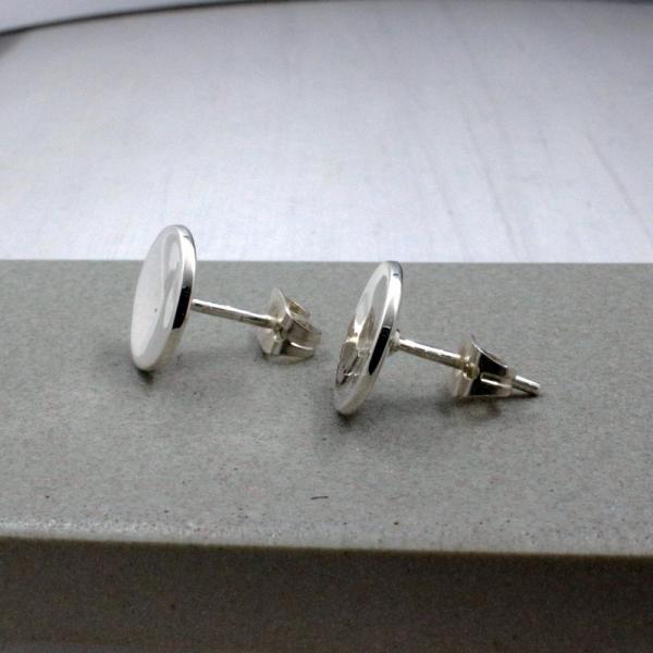 Small Dapped Disc Sterling Silver Earrings With High Polished Silver Finish | Silver Post Earrings picture