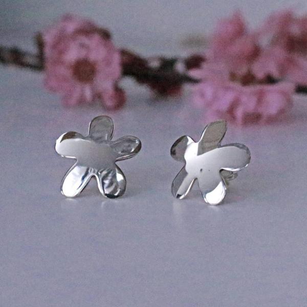 Daisy Sterling Silver Earrings With High Polished Silver Finish | Silver Post Earrings picture