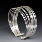Multi-Wire Sterling Silver Bracelet Cuff With High Polished Silver Finish