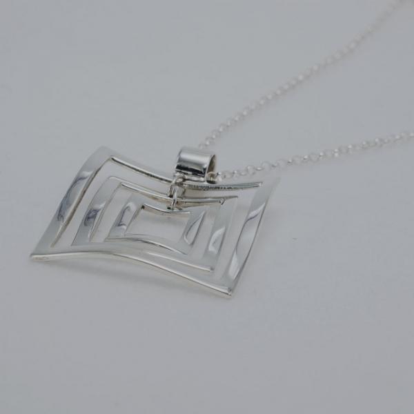AYA Square Sterling Silver Pendant | High Polished Finish | Adjustable Silver Chain picture