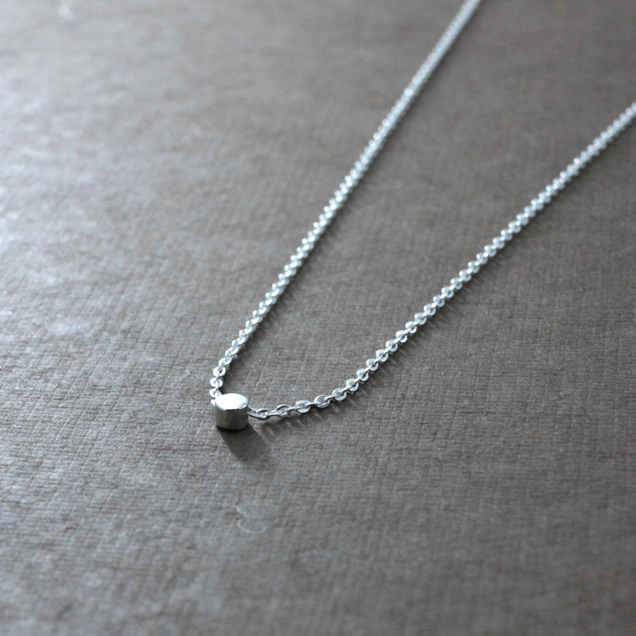 Tiny Barrel Sterling Silver Pendant With High Polished Silver Finish | Adjustable Cable Silver Chain picture