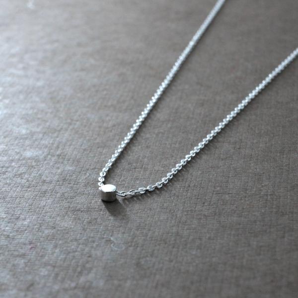Tiny Barrel Sterling Silver Pendant With High Polished Silver Finish | Adjustable Cable Silver Chain picture