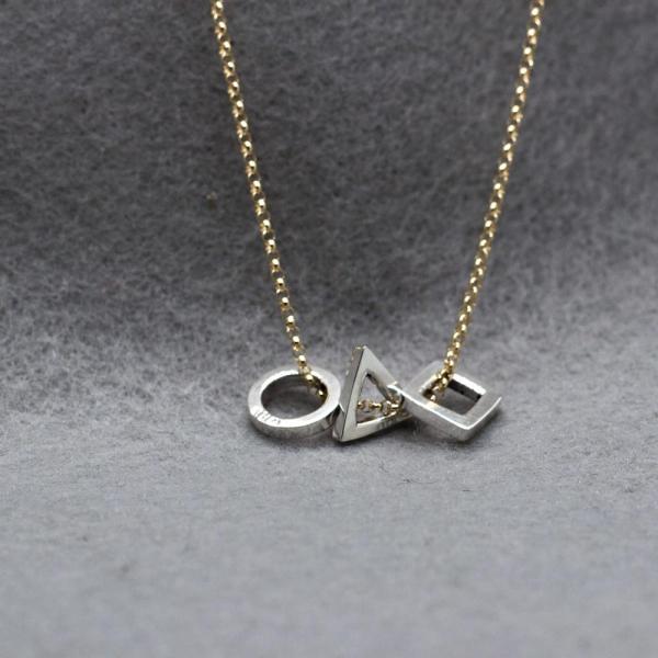 GeomeThree Charms Necklace With High Polished Silver Finish | Adjustable Gold Filled Silver Chain picture