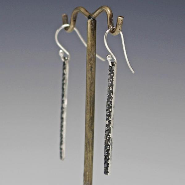 Slab Dotted Sterling Silver Earrings With Oxidized Silver Finish | French Wire Silver Earrings picture