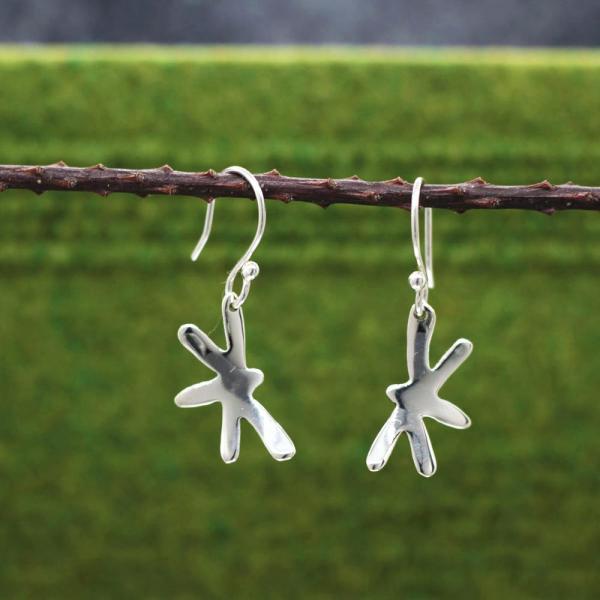 Dragonfly Sterling Silver Earrings With High Polished Silver Finish | French Wire Silver Earrings