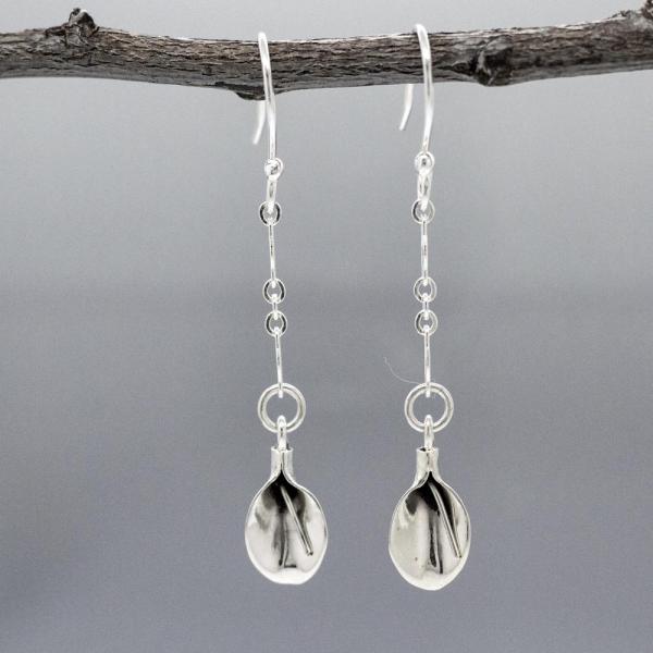 Linda B Calla Lily Sterling Silver Earrings With High Polished Silver Finish | French Wire Silver Earrings
