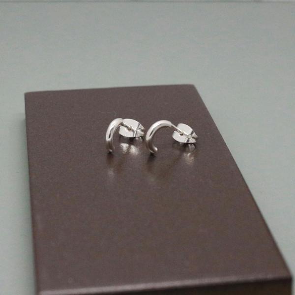Tiny C Sterling Silver Earrings With High Polished Silver Finish | Silver Post Earrings picture