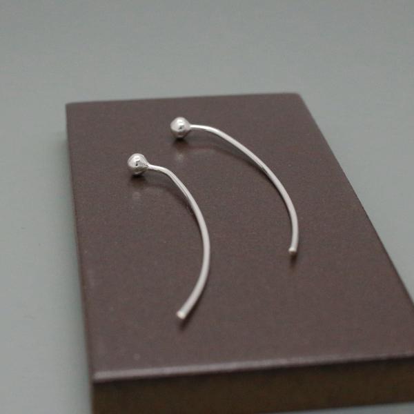 PIN Sterling Silver Earrings With High Polished Silver Finish | Silver Post Earrings