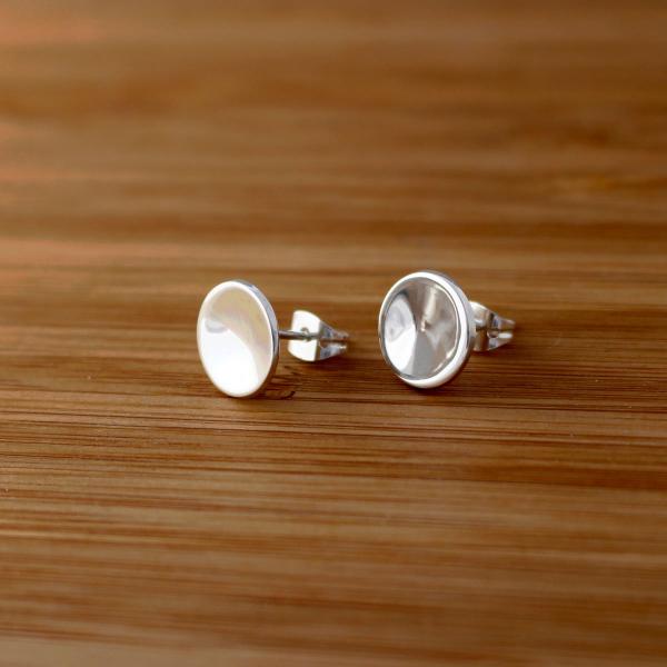 Small Dapped Disc Sterling Silver Earrings With High Polished Silver Finish | Silver Post Earrings picture