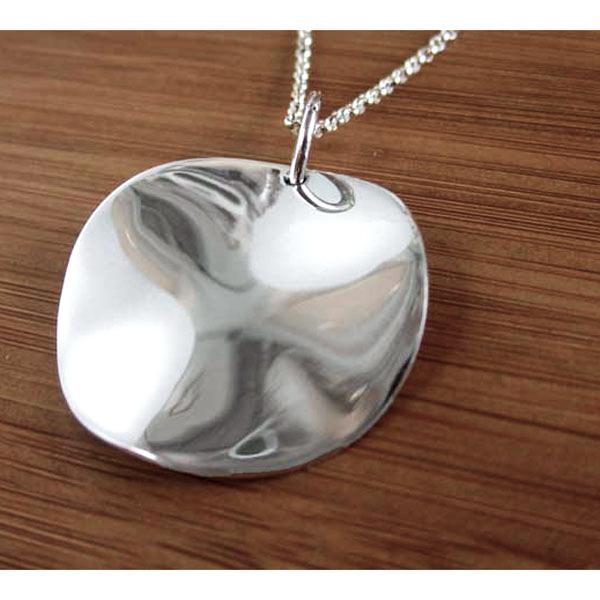 Lucilla Disc Sterling Silver Pendant With High Polished Sterling Silver Wave | Adjustable Silver Chain picture