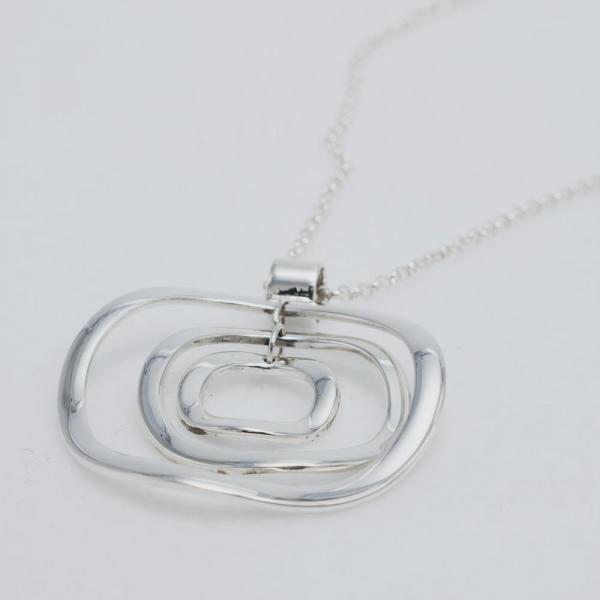 Rippled Multi Hoop Sterling Silver Pendant With High Polished Silver Finish | Adjustable Silver Chain picture