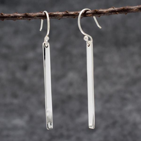 Slab Sterling Silver Earrings With High Polished Silver Finish | French Wire Silver Earrings picture