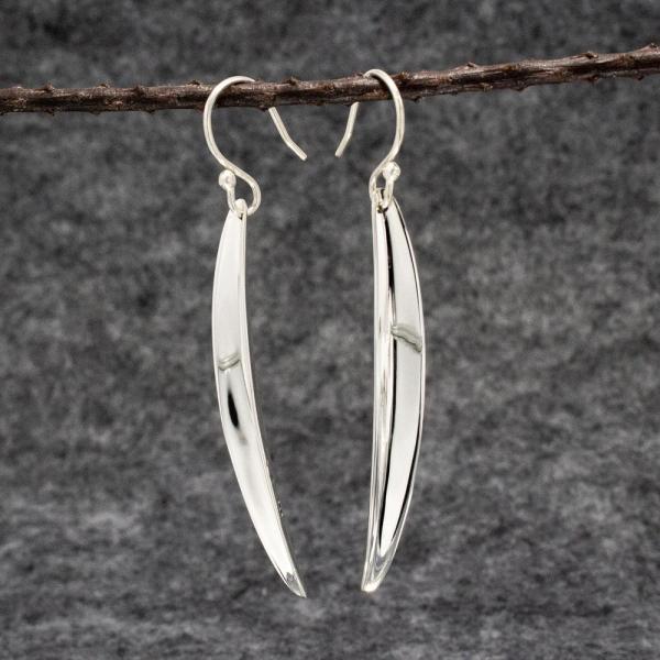 Pod Sterling Silver Earrings With High Polished Silver Finish | French Wire Silver Earrings picture