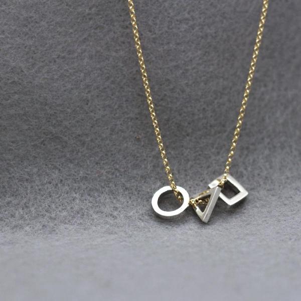 GeomeThree Charms Necklace With High Polished Silver Finish | Adjustable Gold Filled Silver Chain picture