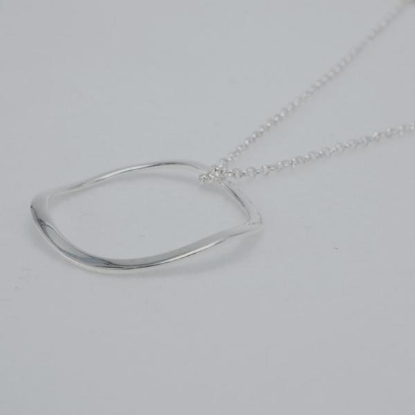 Rippled Outer Hoop Sterling Silver Pendant With High Polished Silver Finish | Adjustable Silver Chain picture