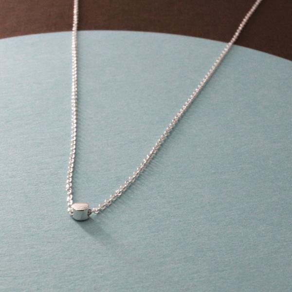 Tiny Barrel Sterling Silver Pendant With High Polished Silver Finish | Adjustable Cable Silver Chain