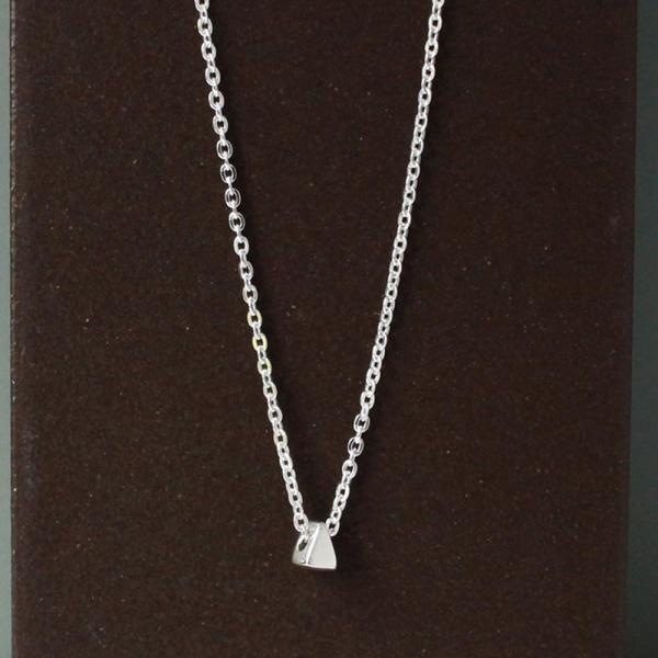 Tiny Triangle Sterling Silver Pendant With High Polished Silver Finish | Adjustable Cable Silver Chain picture