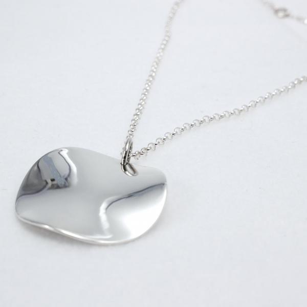 Lucilla Disc Sterling Silver Pendant With High Polished Sterling Silver Wave | Adjustable Silver Chain