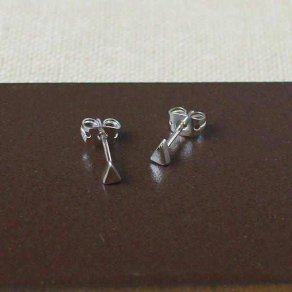 Tiny Triangle Sterling Silver Earrings With High Polished Silver Finish | Silver Post Earrings picture