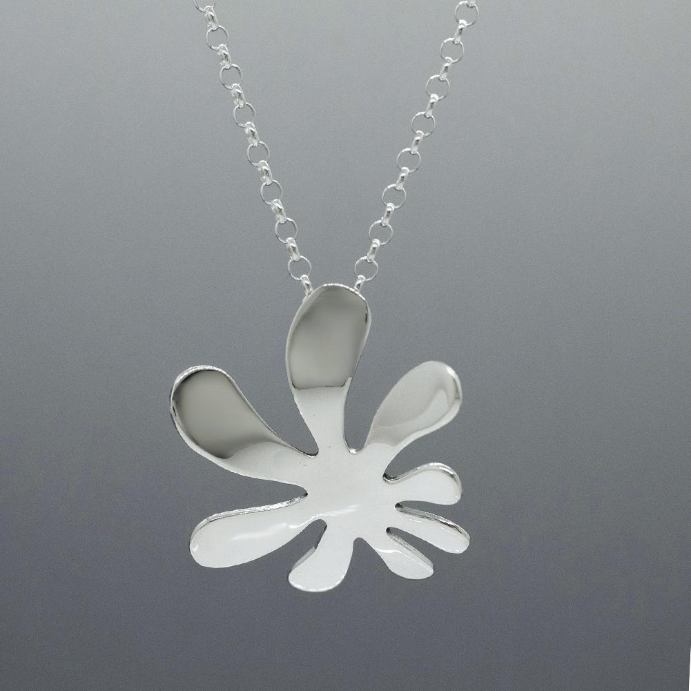Anto Flower Sterling Silver Pendant With High Polished Silver Finish | Adjustable Silver Chain picture
