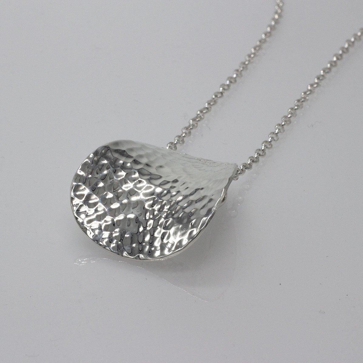 Daisy Petal Sterling Silver Pendant With Hammered Silver Finish | Adjustable Silver Chain picture